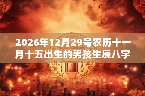 2026年12月29号农历十一月十五出生的男孩生辰八字起名