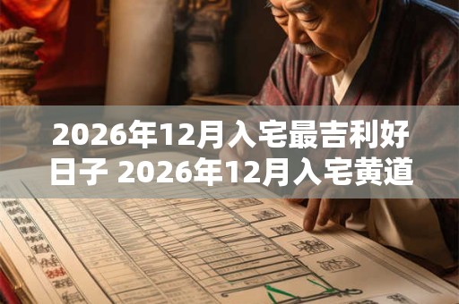 2026年12月入宅最吉利好日子 2026年12月入宅黄道吉日查询 2026年12月入宅最吉利好日子 2026年12月入宅黄道吉日查询