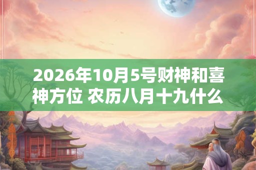 2026年10月5号财神和喜神方位 农历八月十九什么时辰吉