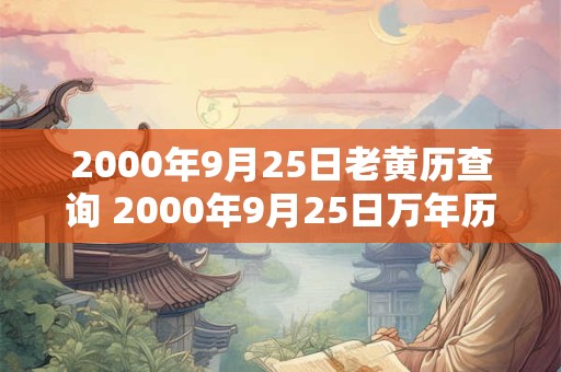 2000年9月25日老黄历查询 2000年9月25日万年历黄道吉日 2000年9月25日老黄历查询 2000年9月25日万年历黄道吉日