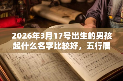 2026年3月17号出生的男孩起什么名字比较好，五行属什么