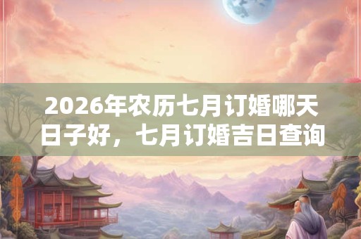 2026年农历七月订婚哪天日子好，七月订婚吉日查询