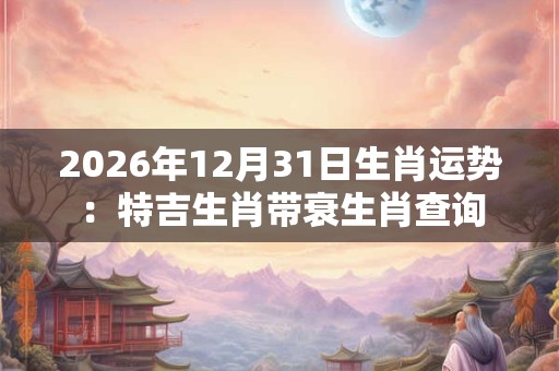 2026年12月31日生肖运势:特吉生肖带衰生肖查询 2026年12月31日生肖运势:特吉生肖带衰生肖查询
