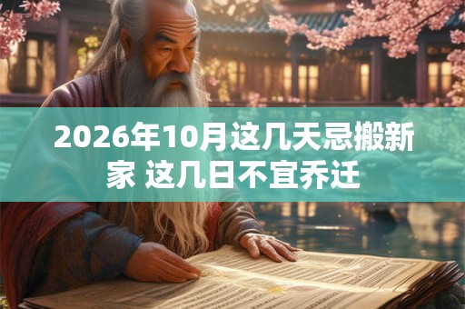 2026年10月这几天忌搬新家 这几日不宜乔迁