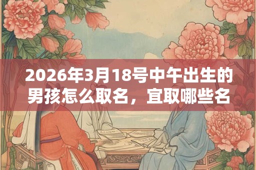 2026年3月18号中午出生的男孩怎么取名，宜取哪些名字？