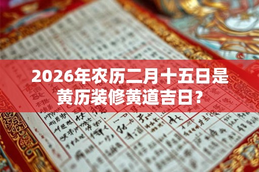 2026年农历二月十五日是黄历装修黄道吉日? 2026年农历二月十五日是黄历装修黄道吉日?