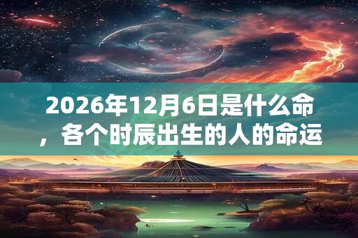 2026年12月6日是什么命，各个时辰出生的人的命运