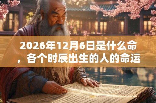 2026年12月6日是什么命，各个时辰出生的人的命运