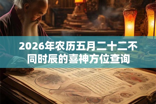 2026年农历五月二十二不同时辰的喜神方位查询