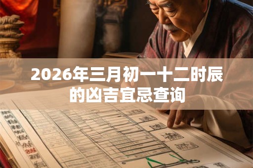 2026年三月初一十二时辰的凶吉宜忌查询