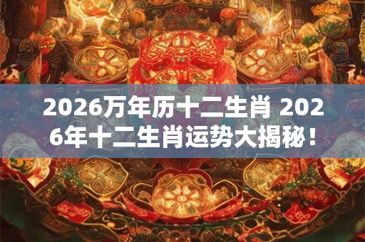 2026万年历十二生肖 2026年十二生肖运势大揭秘！