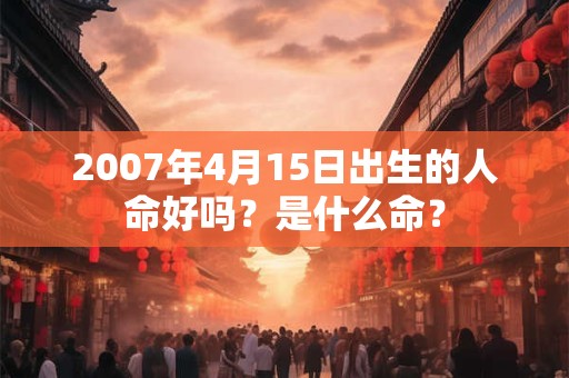 2007年4月15日出生的人命好吗？是什么命？
