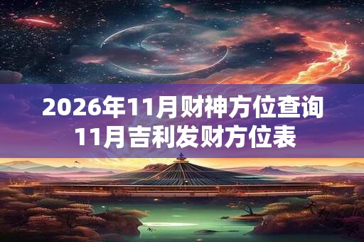 2026年11月财神方位查询 11月吉利发财方位表
