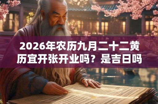 2026年农历九月二十二黄历宜开张开业吗？是吉日吗