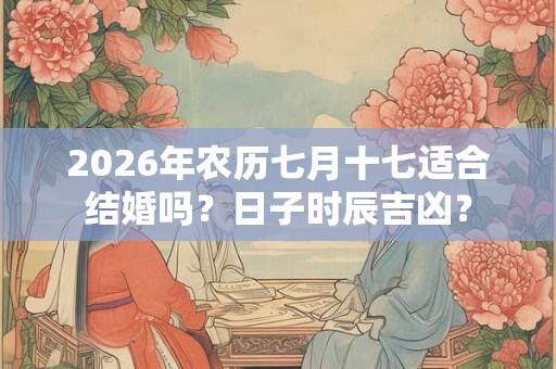 2026年农历七月十七适合结婚吗?日子时辰吉凶? 2026年农历七月十七适合结婚吗?日子时辰吉凶?