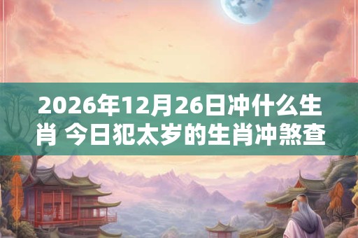 2026年12月26日冲什么生肖 今日犯太岁的生肖冲煞查询：