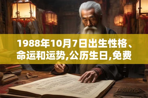 1988年10月7日出生性格、命运和运势,公历生日,免费算命