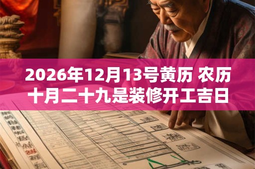 2026年12月13号黄历 农历十月二十九是装修开工吉日吗