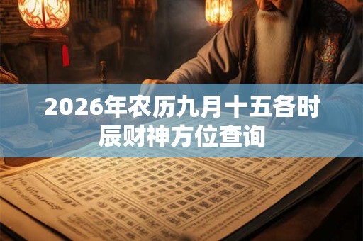 2026年农历九月十五各时辰财神方位查询