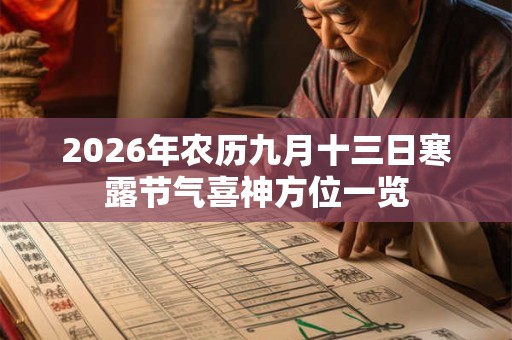 2026年农历九月十三日寒露节气喜神方位一览