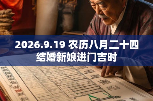 2026.9.19 农历八月二十四结婚新娘进门吉时