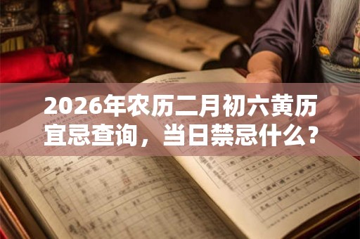 2026年农历二月初六黄历宜忌查询,当日禁忌什么? 2026年农历二月初六黄历宜忌查询,当日禁忌什么?