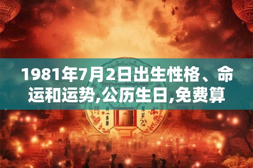 1981年7月2日出生性格、命运和运势,公历生日,免费算命 1981年7月2日出生性格、命运和运势,公历生日,免费算命