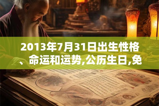 2013年7月31日出生性格、命运和运势,公历生日,免费算命