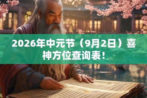 2026年中元节（9月2日）喜神方位查询表！