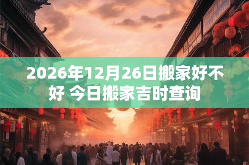 2026年12月26日搬家好不好 今日搬家吉时查询