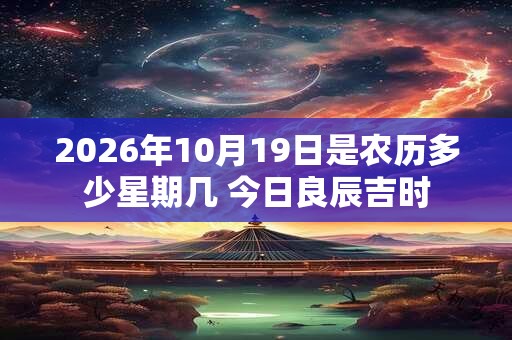 2026年10月19日是农历多少星期几 今日良辰吉时 2026年10月19日是农历多少星期几 今日良辰吉时