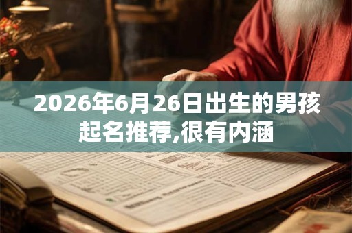 2026年6月26日出生的男孩起名推荐,很有内涵