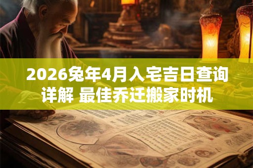2026兔年4月入宅吉日查询详解 最佳乔迁搬家时机