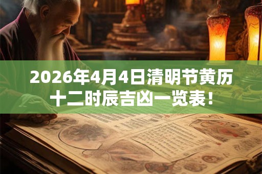 2026年4月4日清明节黄历十二时辰吉凶一览表！
