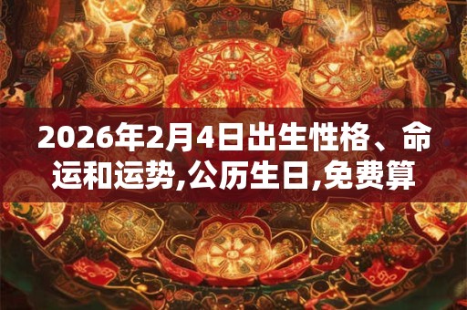 2026年2月4日出生性格、命运和运势,公历生日,免费算命 2026年2月4日出生性格、命运和运势,公历生日,免费算命