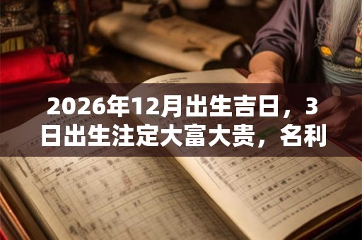 2026年12月出生吉日，3日出生注定大富大贵，名利双收