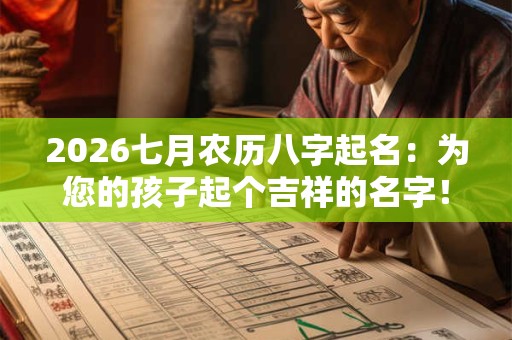 2026七月农历八字起名：为您的孩子起个吉祥的名字！