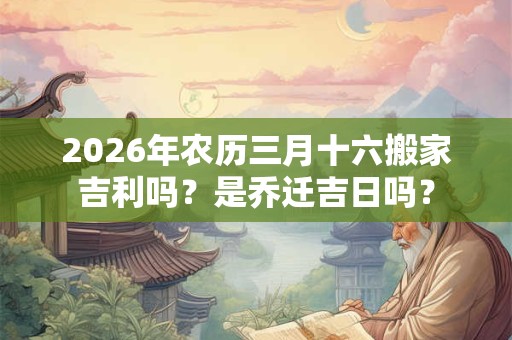 2026年农历三月十六搬家吉利吗？是乔迁吉日吗？