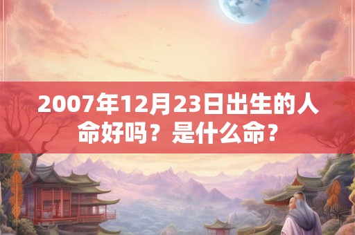 2007年12月23日出生的人命好吗?是什么命? 2007年12月23日出生的人命好吗?是什么命?