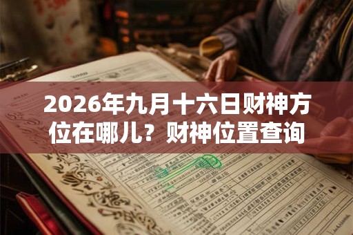 2026年九月十六日财神方位在哪儿?财神位置查询 2026年九月十六日财神方位在哪儿?财神位置查询