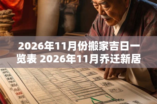 2026年11月份搬家吉日一览表 2026年11月乔迁新居吉日查询 2026年11月份搬家吉日一览表 2026年11月乔迁新居吉日查询