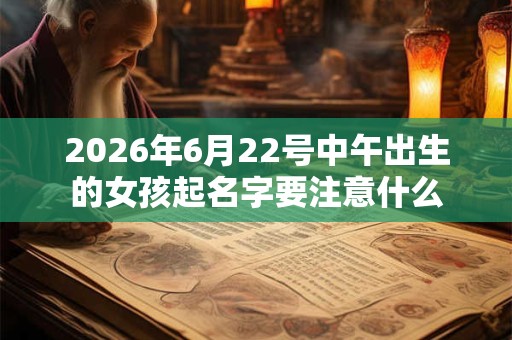 2026年6月22号中午出生的女孩起名字要注意什么