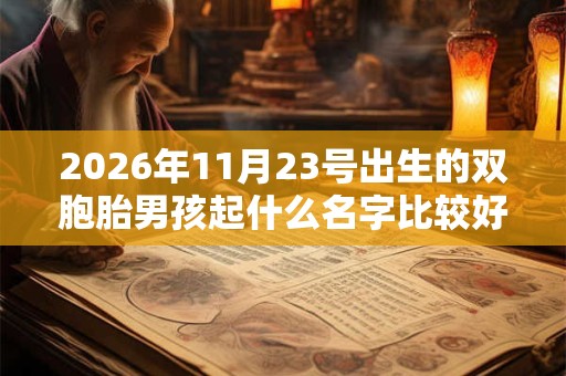 2026年11月23号出生的双胞胎男孩起什么名字比较好，五行属什么