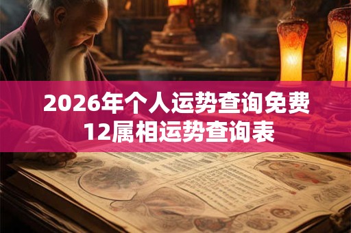2026年个人运势查询免费 12属相运势查询表