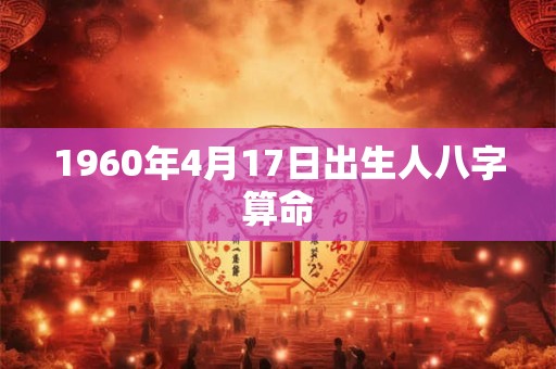 1960年4月17日出生人八字算命