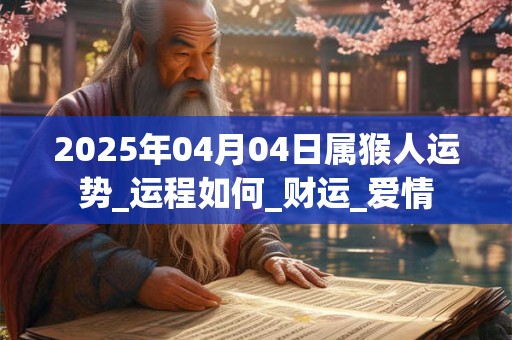 2025年04月04日属猴人运势_运程如何_财运_爱情 2025年04月04日属猴人运势_运程如何_财运_爱情