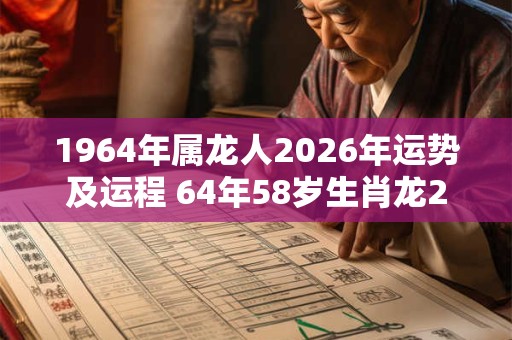 1964年属龙人2026年运势及运程 64年58岁生肖龙2026年每月运势 1964年属龙人2026年运势及运程 64年58岁生肖龙2026年每月运势