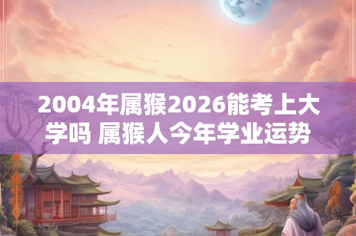 2004年属猴2026能考上大学吗 属猴人今年学业运势如何