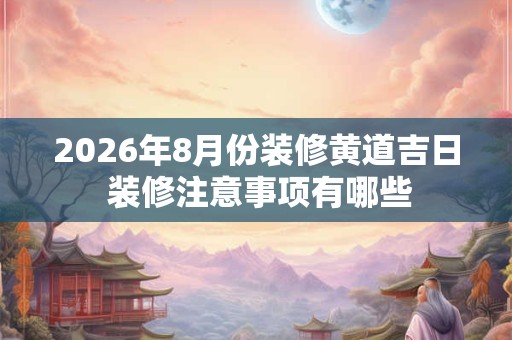 2026年8月份装修黄道吉日 装修注意事项有哪些