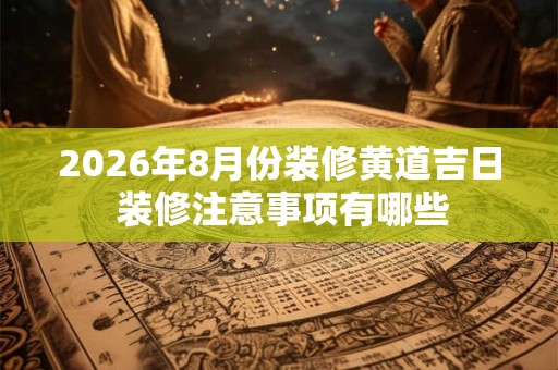 2026年8月份装修黄道吉日 装修注意事项有哪些 2026年8月份装修黄道吉日 装修注意事项有哪些